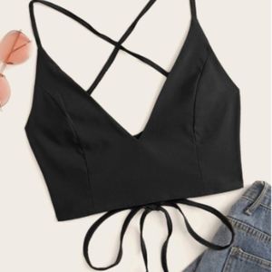Black cross back tank top